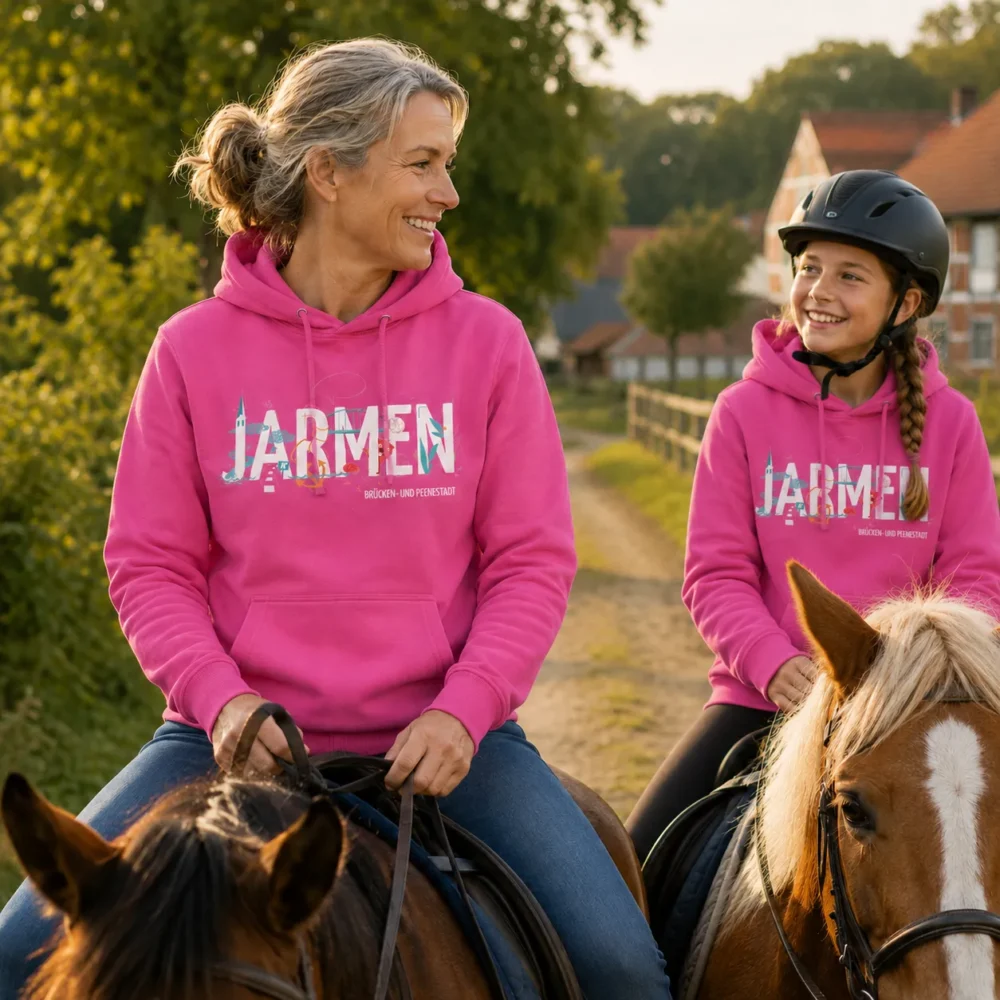 JARMEN Hoodie Kinder pink Tragebild (KI-generiert)