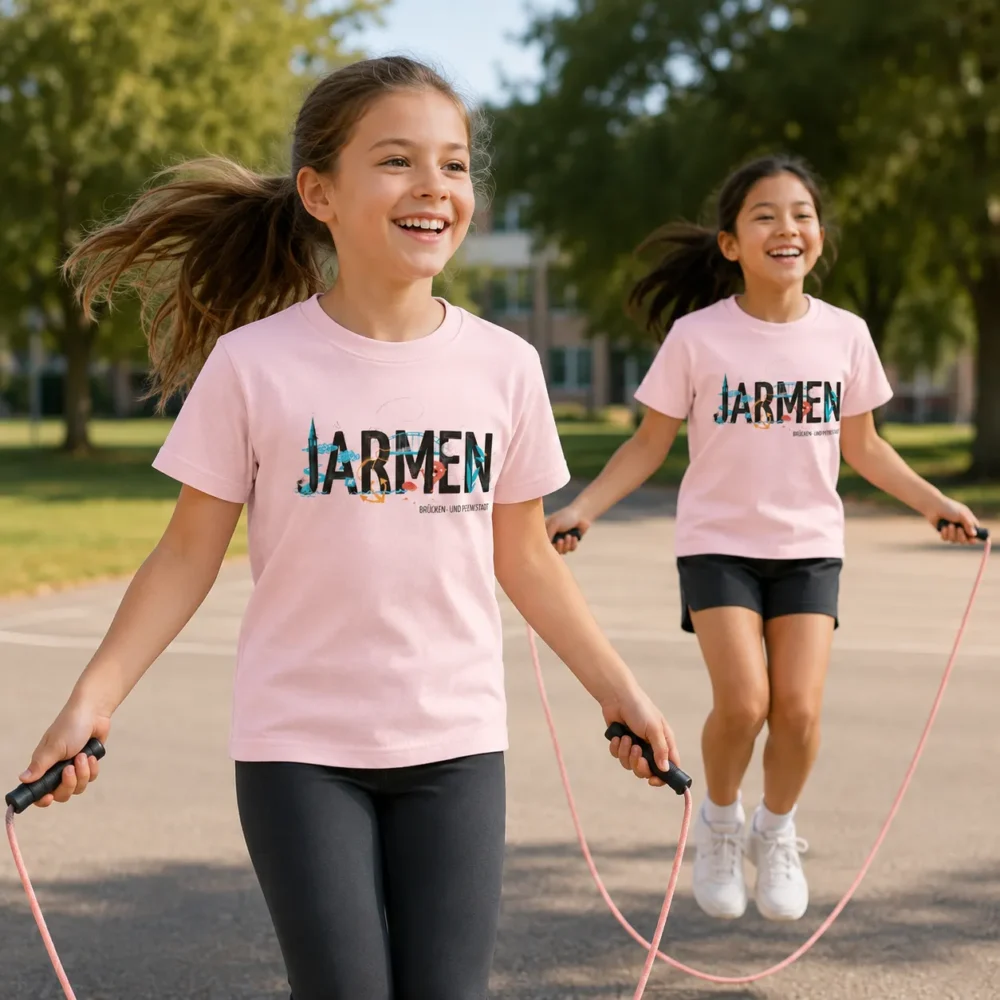 JARMEN T-Shirt Kinder rose Tragebild (KI-generiert)